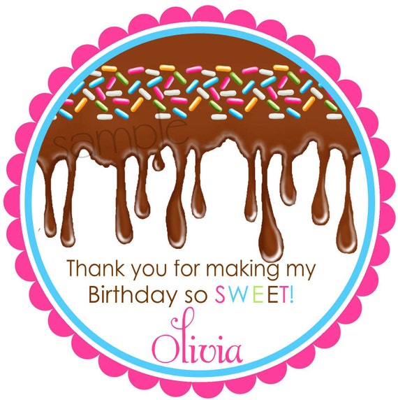 Candyland Stickers, Chocolate, Ooey Gooey Chocolate, Spinkles, Candy, Sweets, Treats, Birthday, Children,Party, set of 12 Il_570xn