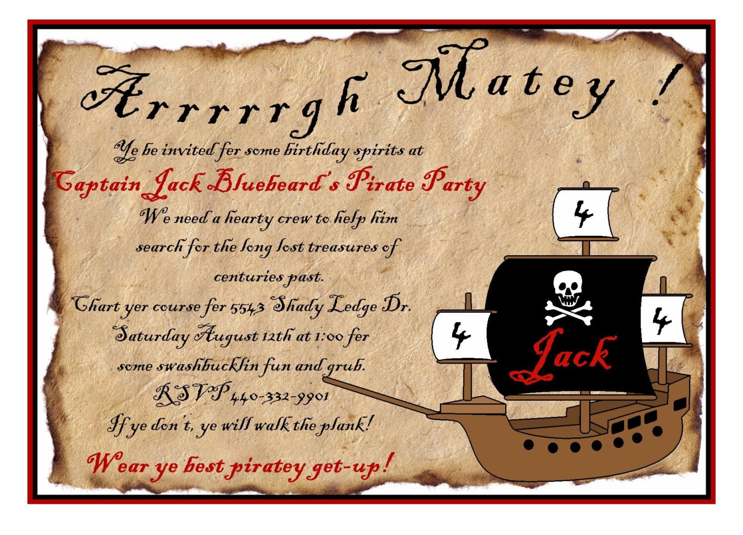 Pirate Birthday Invitations 8