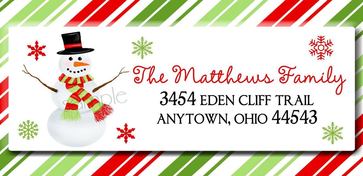 Christmas Snowman Address Labels return by LittlebeaneBoutique