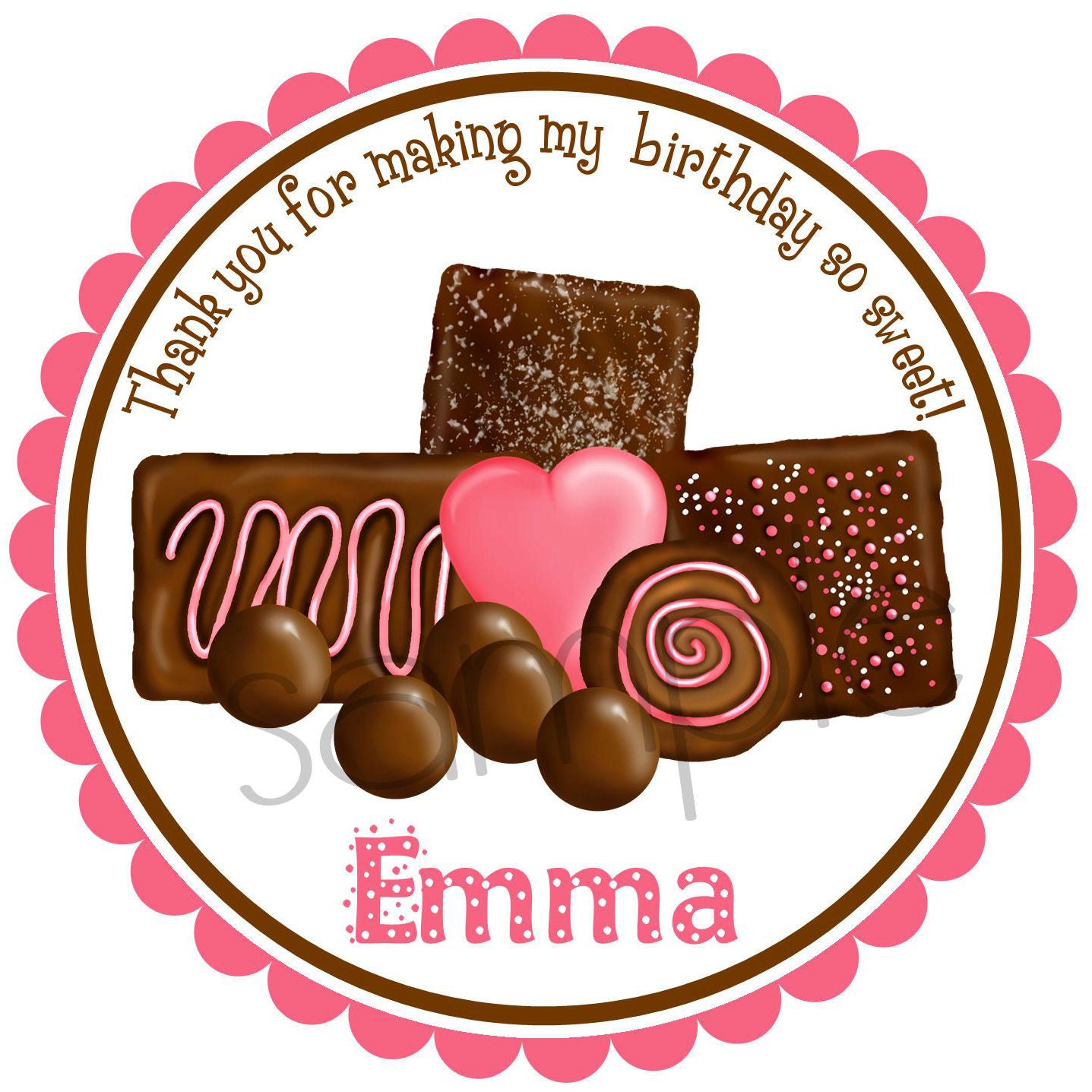 Chocolate birthday party Chocolate Candy stickers chocolate
