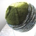 moss green hand knit wool striped hat