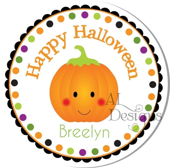 personalized halloween stickers cute pumpkin