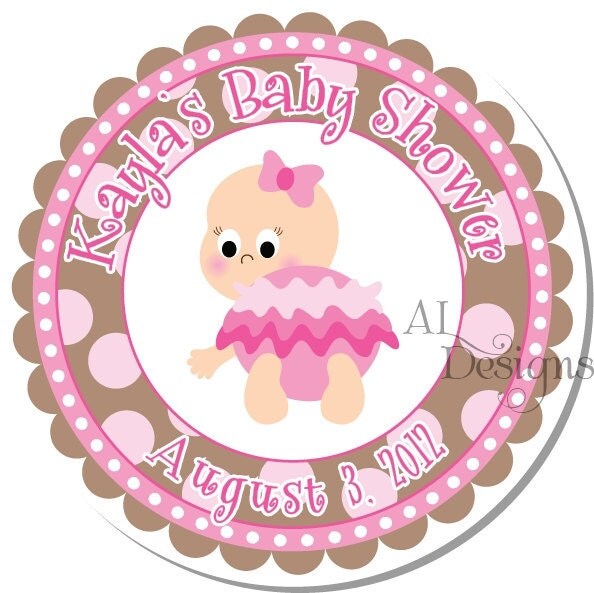 Personalized Baby Shower Stickers Baby Girls