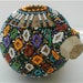 Hand Beaded African Art Gourd Pot - Vintage 60's Folk Art Tiny Vessel Cachepot