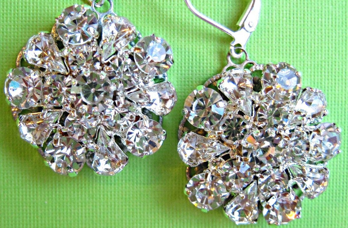 Wedding Earrings Crystal and silver dangle drop by MissJoansBridal