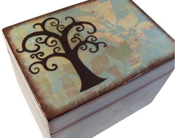 Tea Box, Decoupage Wooden Tea Box, Tea Storage Box, Tea Bag Storage Box, Decorative Tea Box, Kitchen Box, Kitchen Organizer, MADE TO ORDER