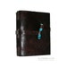 Leather Journal . Handmade Handbound . dark brown with handmade ceramic turquoise peg (320 pgs)