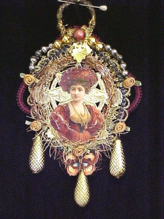 Victorian Lady With Butterflies Christmas Ornament