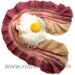 Felted bacon scarf with fried egg brooch
