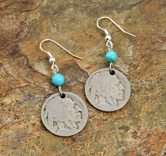 Buffalo Nickel Earrings by on Etsy