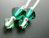 Crystal drop earrings - forest