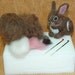 OOAK Needle Felted BUNNY Rabbit KIT 4 Beginner - Expert Felters. Felting Instruction book plus supplies to make your own Needle felted Felted Cottontail bunny by Amber