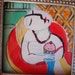 Original Small Watercolor Painting Picasso Cupcake