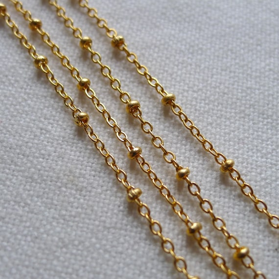Slim Bead Chain Gold Plated by lustrousthings on Etsy