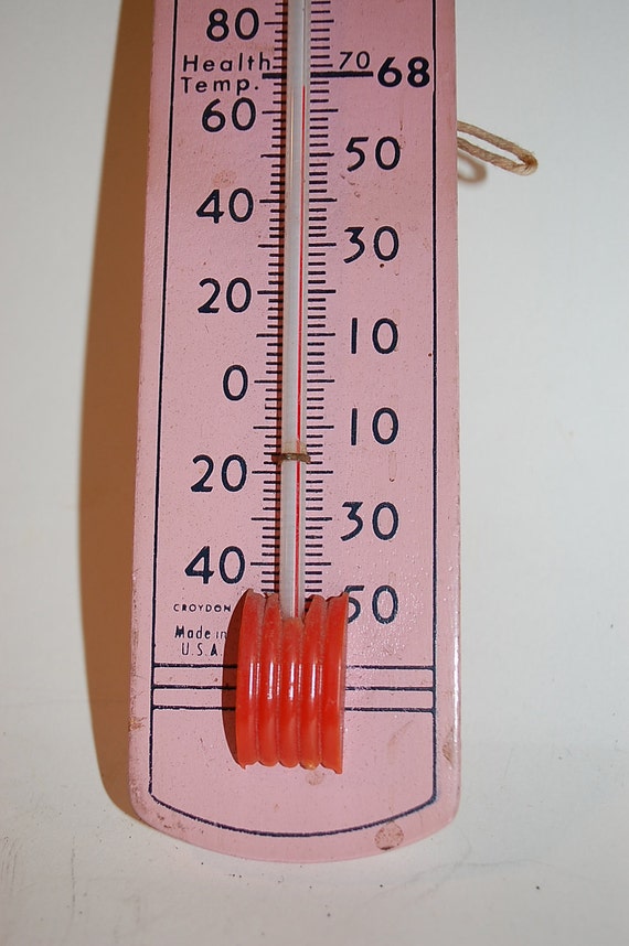 vintage thermometer pink painted wood with retro by secondseed