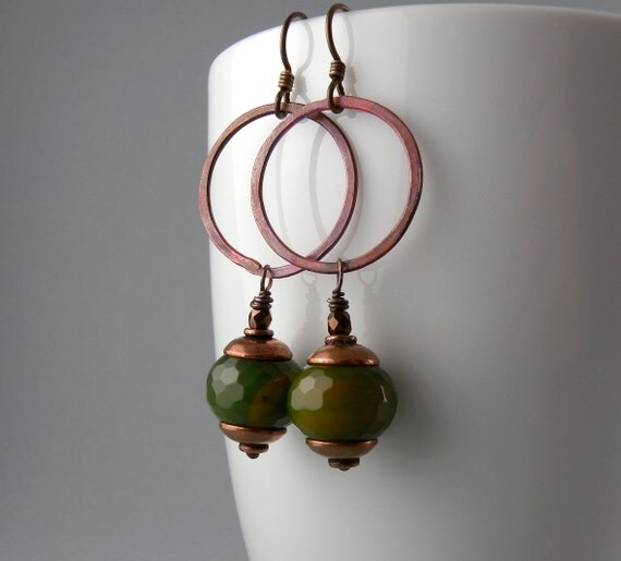Lucky Green Jade and Copper Earrings with Free by decoratethediva