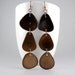 Ombre Coffee, Chocolate, and Suede Shoulder Duster Trio of Tagua Nut Eco Friendly Earrings with Free Shipping