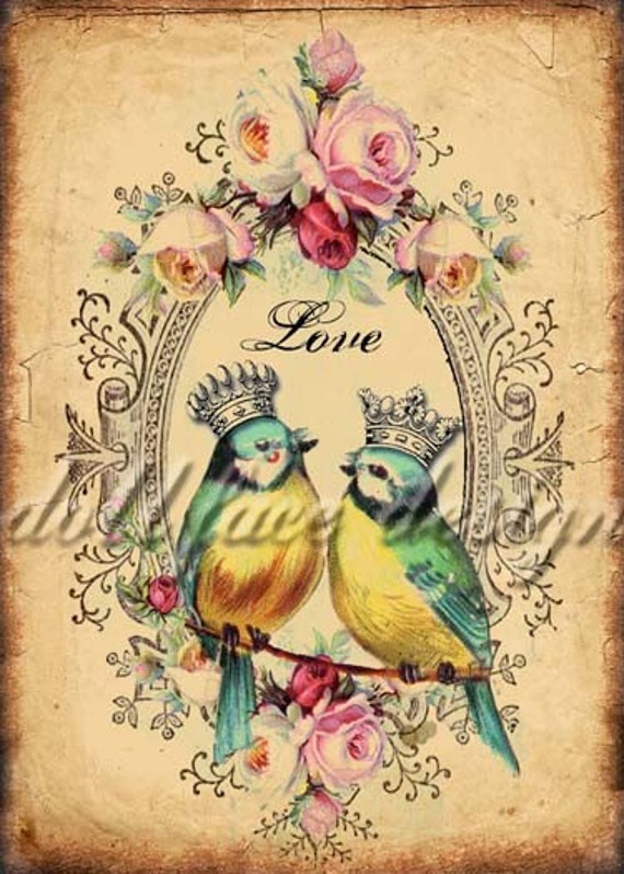 Printable Victorian Love Birds