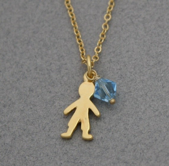 Items similar to Personalized baby boy necklace, golden boy charm