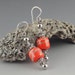 Hot Coral-Handmade Lampwork Glass Bead Earrings,artist lampwork,lampwork glass bead,lampwork earrings,lampwork jewelry,sra lampwork