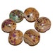 6 Tan, Purple, and Blue Lampwork Saucer Tab Beads