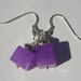 purple stone with antiqued silver tone bead hand made wire wrapped pierced dangle earrings