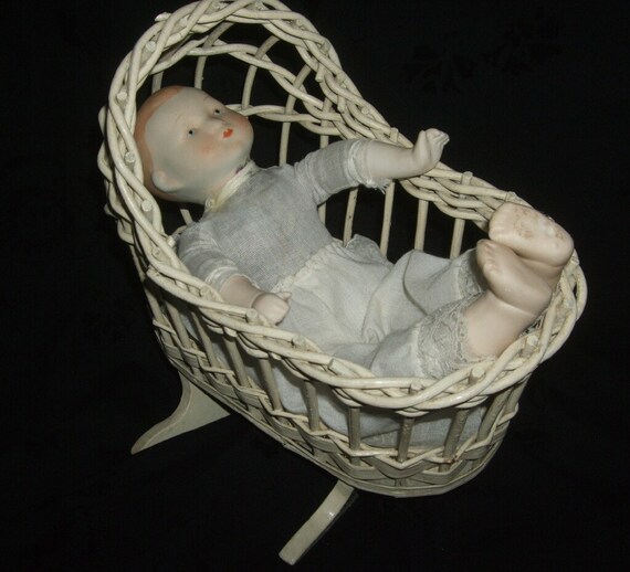Vintage Wicker Doll Cradle