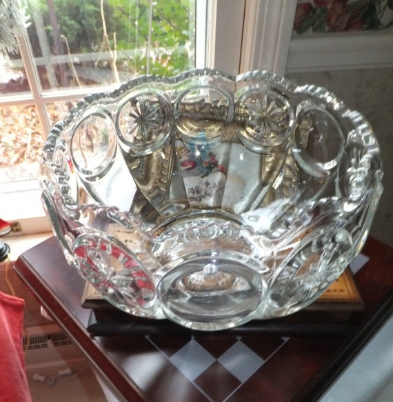 Antique Cut Glass Punch Bowl