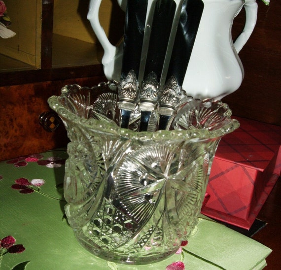 ANTIQUE CUT GLASS SPOONER OR OPEN SUGAR