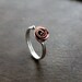 Ring Copper Sterling adjustable handcut Rose handmade mixed metal - ready to ship or made to order