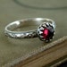 Garnet ring Sterling silver metalwork red faceted gemstone Medieval style