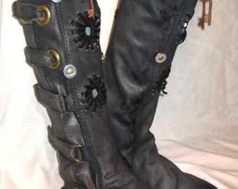 Leather Steampunk Boots Renaissance Moccasins Pirate Medieval Boots Custom Handmade by Debbie Leather