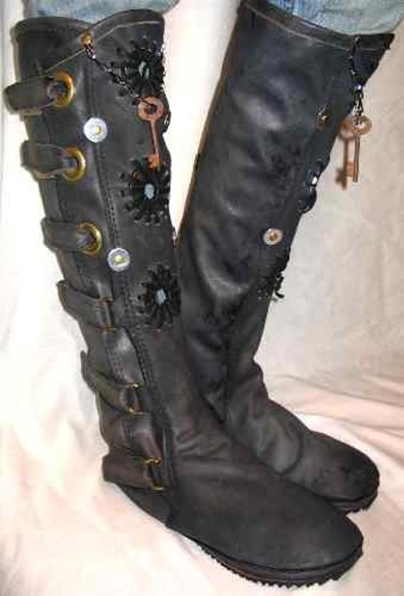 Leather Steampunk Boots Renaissance Moccasins Pirate Medieval