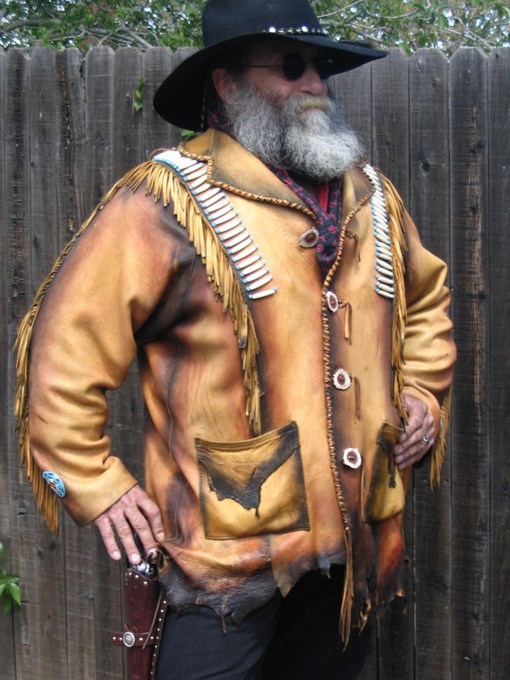 Artisan Made Leather Coat Old Western Style Fringed Jacket