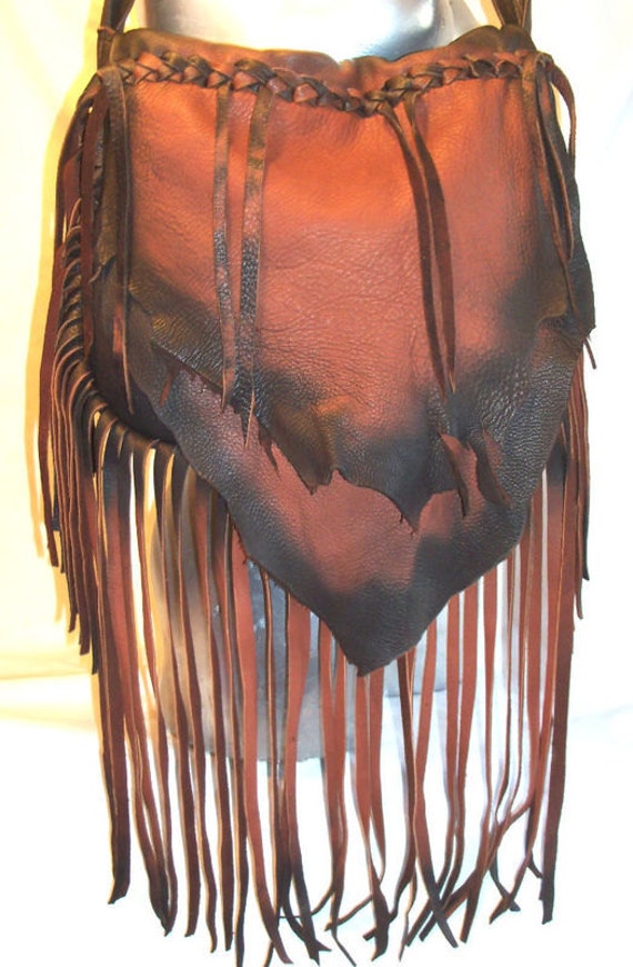 Designer Leather Handbag Custom Fringed Artisan Fringe Purse