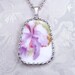 Broken China Jewelry Pendant Orchid Pattern
