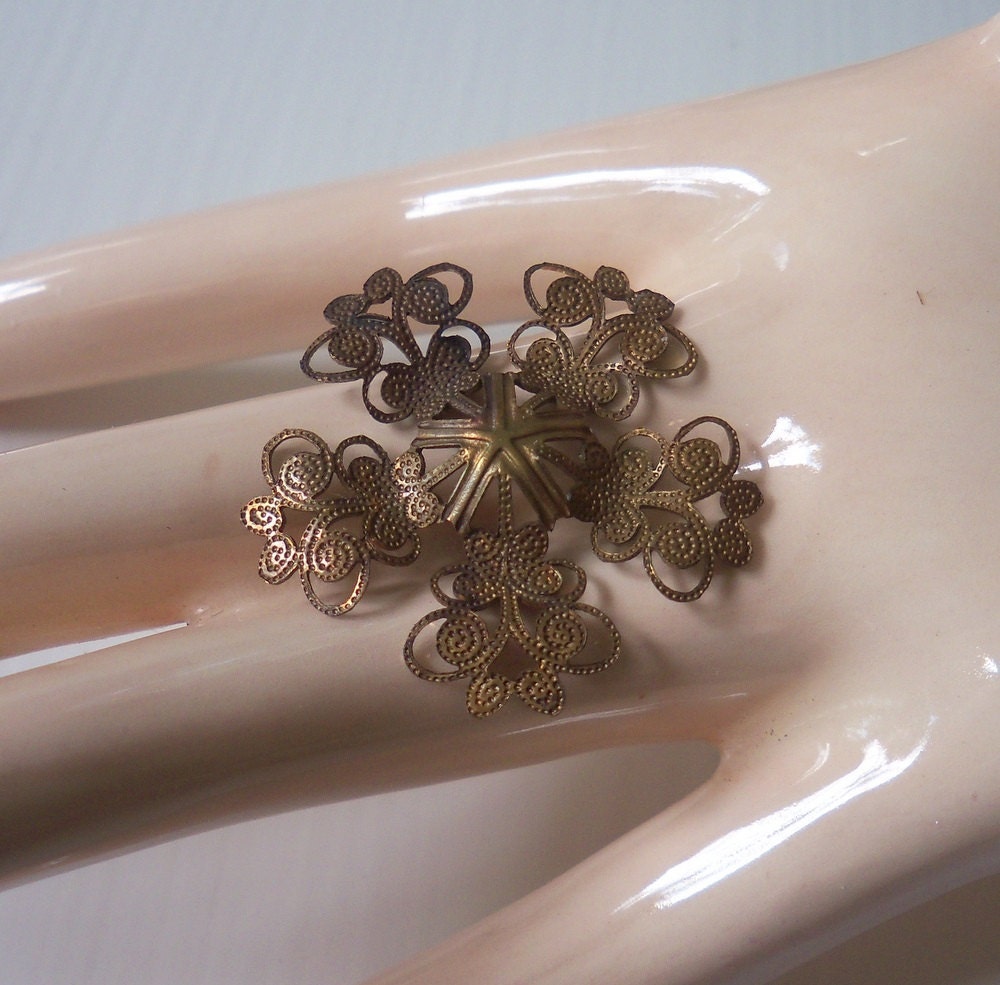 Sale Vintage Filigree Flower Brass From Onepieceatatime On Etsy Studio