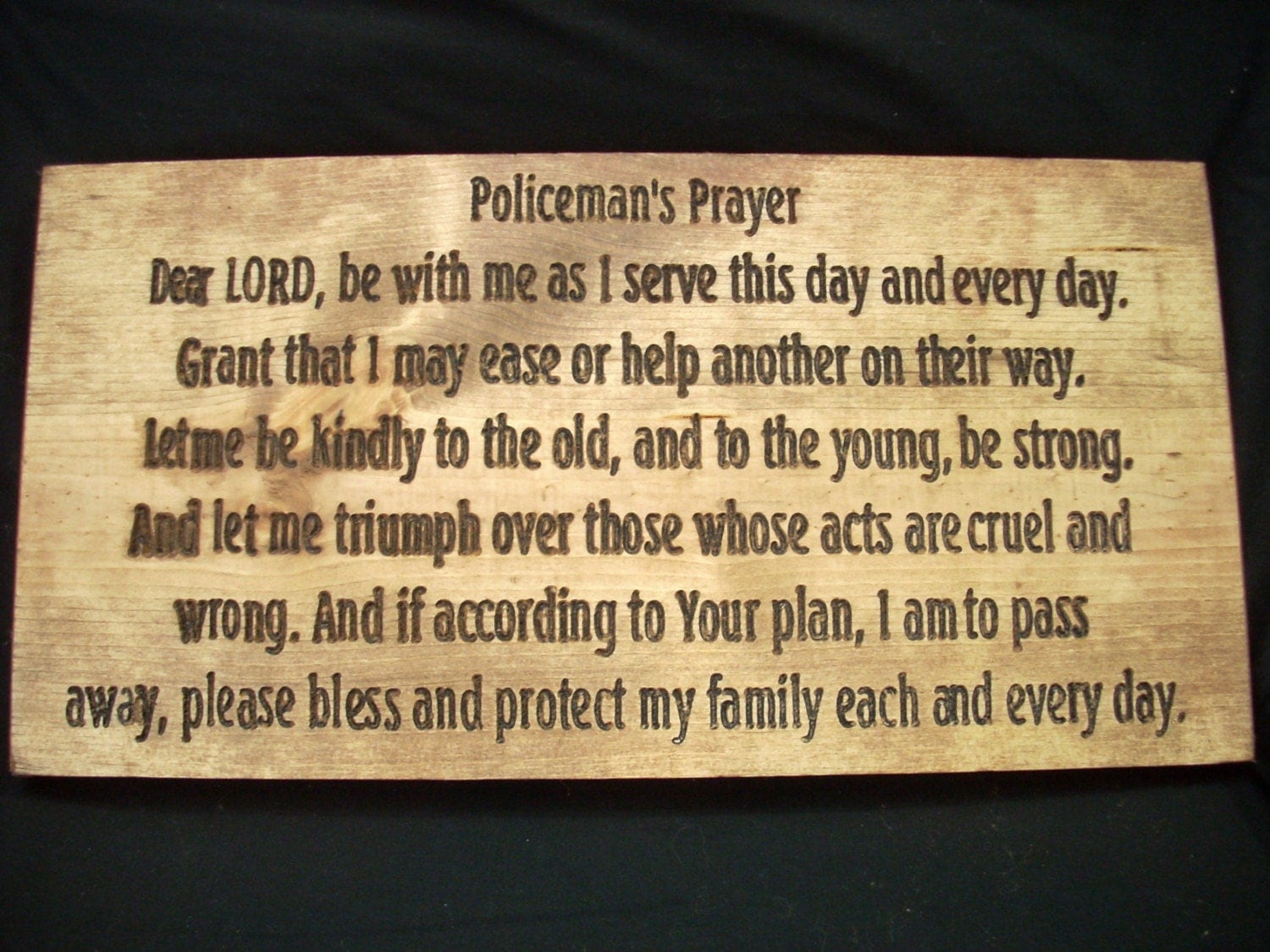 Policeman Prayer ...carved sign
