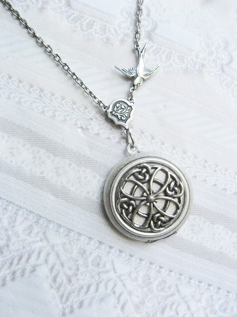 Silver Celtic Locket Necklace FRIENDSHIP Celtic Knot