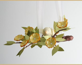 Yellow Spring Petite Tree Limb- baby Mobile- Nursery Mobile- Baby Bird