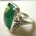 Faceted Green Onyx and Sterling Dragonfly Ring