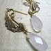Vintage Dramatic Ibis Spoonbill Rose Quartz Earrings