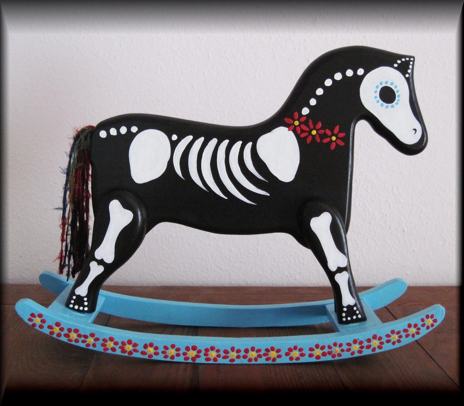 Day of the Dead ROCKING HORSE Skeleton Wood Decoration