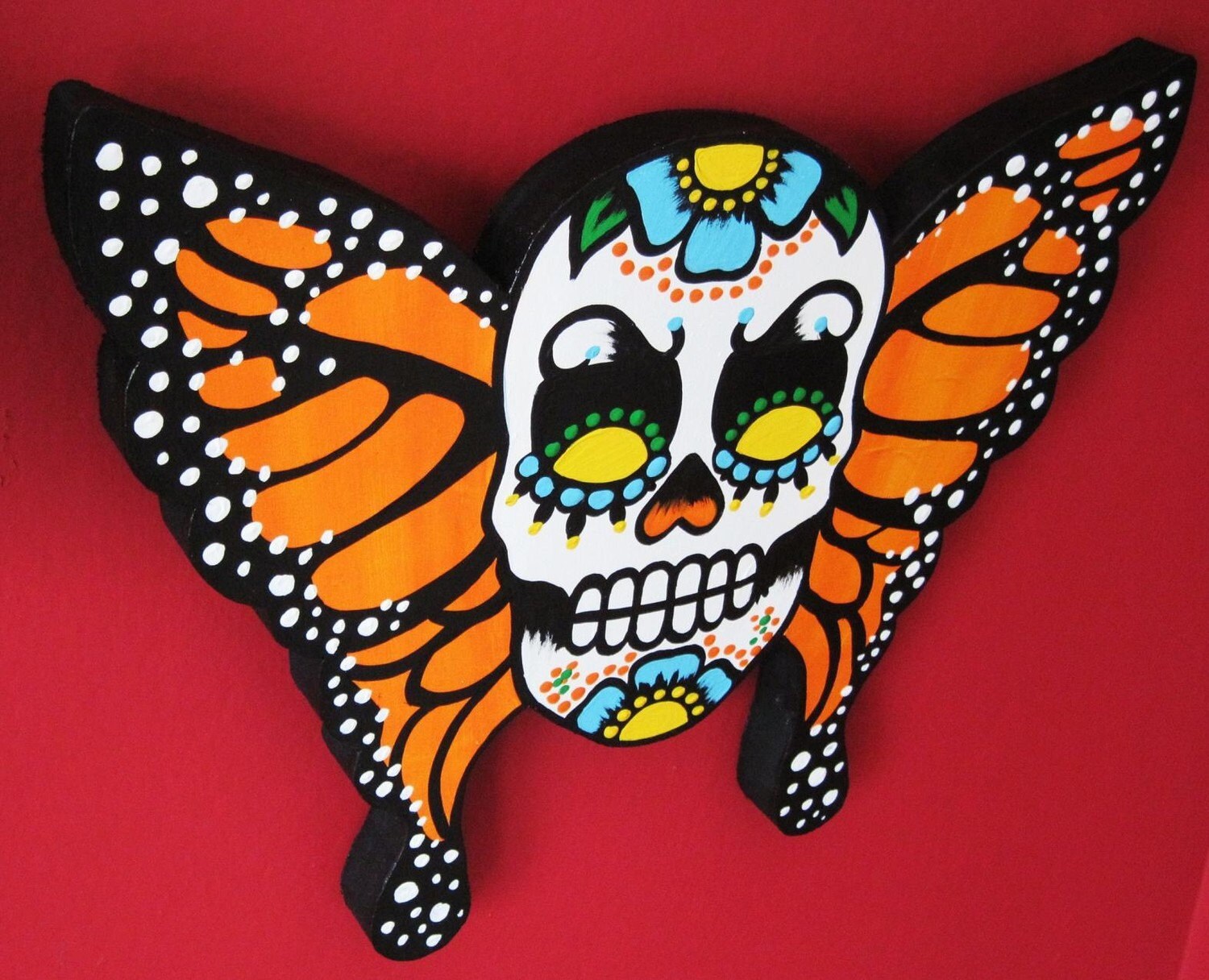 Day Of The Dead Mariposa Monarch Butterfly Sugar Skull Wall