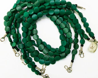 Green Serpentine Bead 16" Strand, 10 mm Flat Coin, Natural and Handcut, SERP1