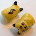 2 Yellow Hand Painted porcelain cat beads