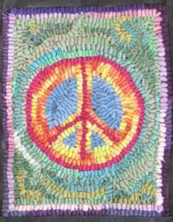 Items similar to Peace Sign Primitive Rug Hooking Pattern on Linen on Etsy