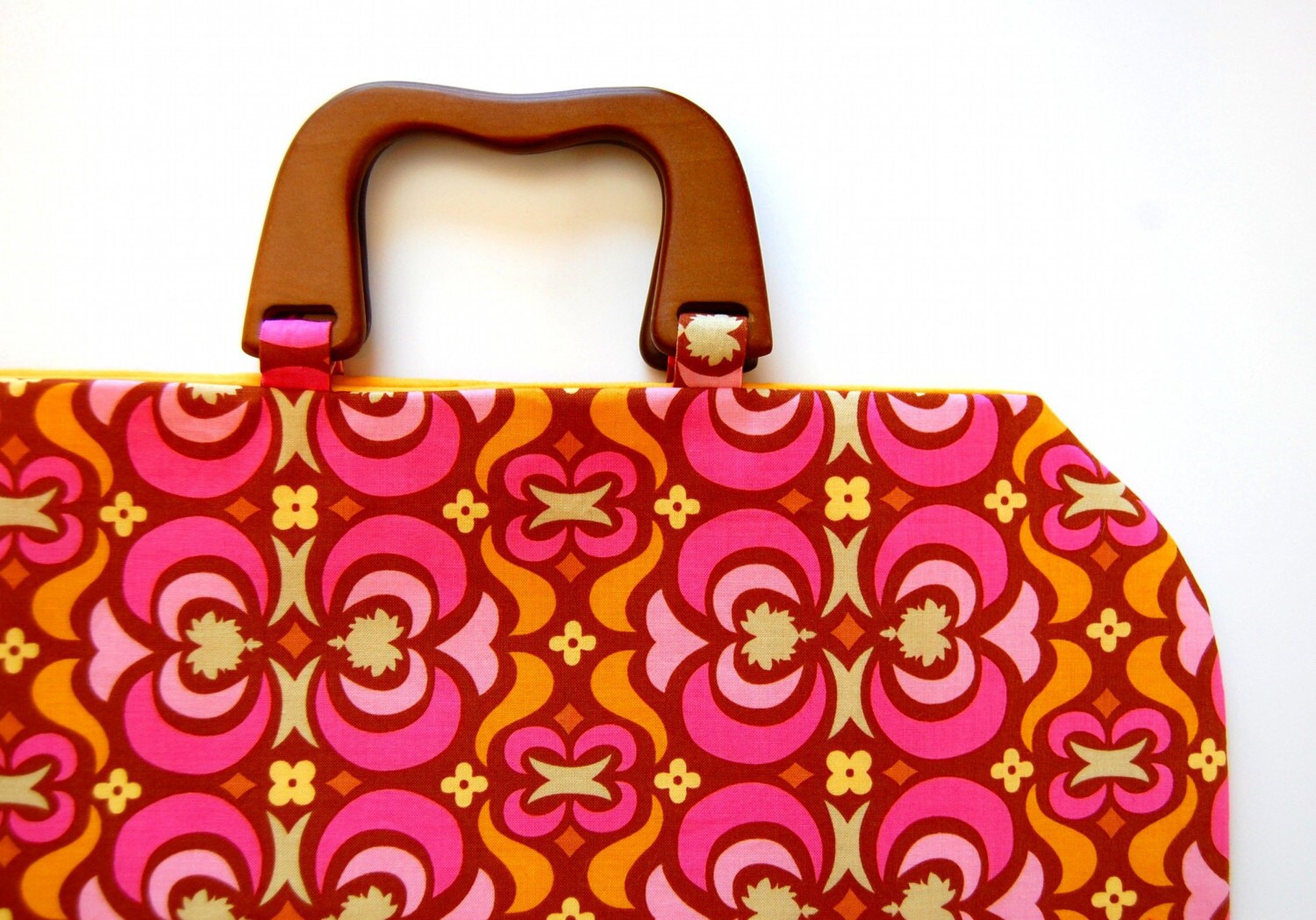Wooden handle purse in bright and bold by jenniferladd on Etsy