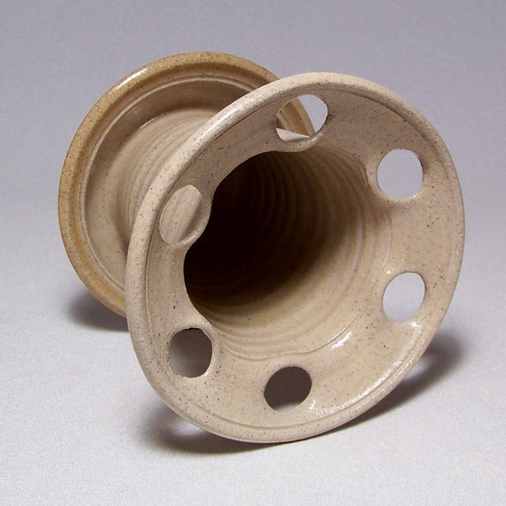 Toothbrush Holder in Sand and golden Tan Pottery holds 6