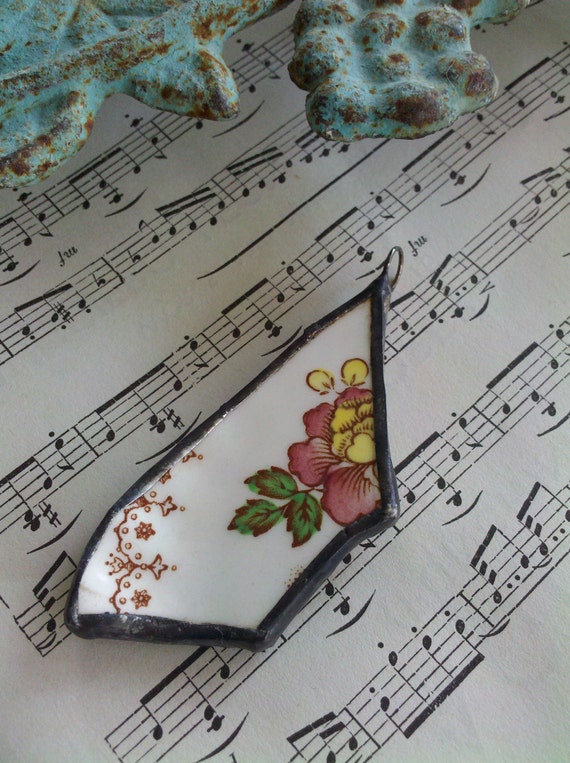 Antique China Stained Glass Charm Pendant by Mystarrrs on Etsy